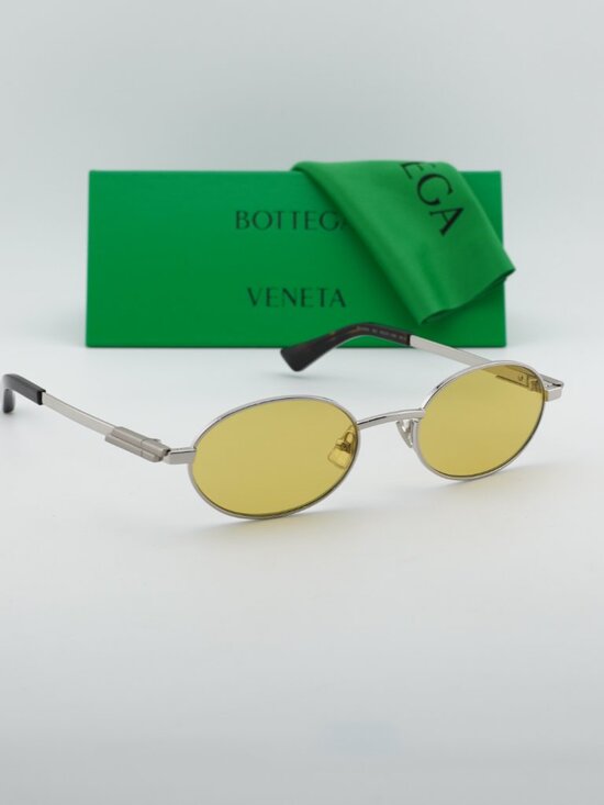 Bottega Veneta BV1470S 003 Oval Sunglasses - Silver / Yellow main image 11